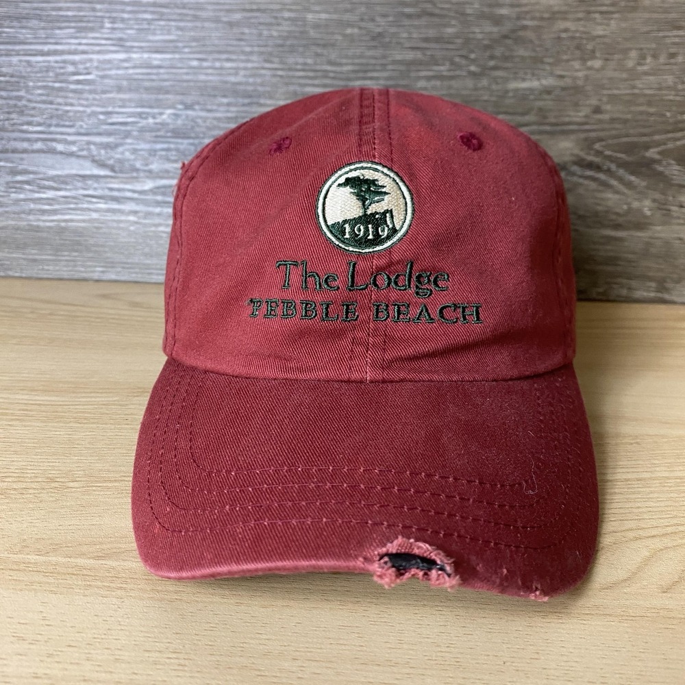 Pebble Beach Hat Cap Strap Back Embroidered The Lodge Golf Distressed Imperial